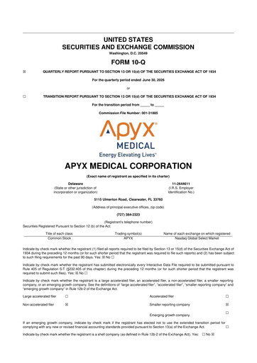 Thumbnail Apyx Medical 10-Q Quarterly Report FY2026 