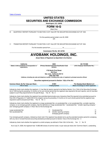 Thumbnail Avidbank Holdings 10-Q Quarterly Report FY2026 