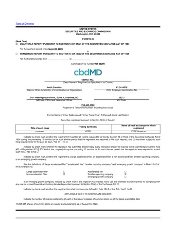 Thumbnail cbdMD 10-Q Quarterly Report FY2026 