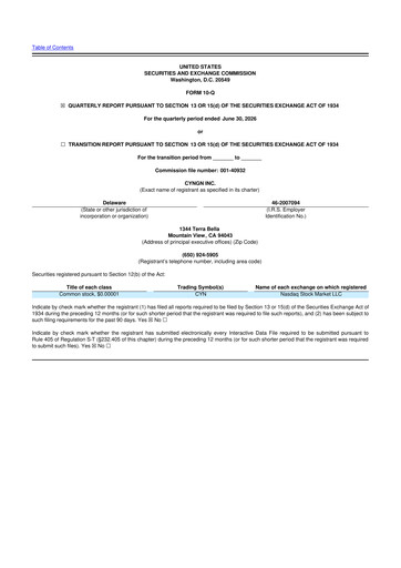 Thumbnail Cyngn 10-Q Quarterly Report FY2026 