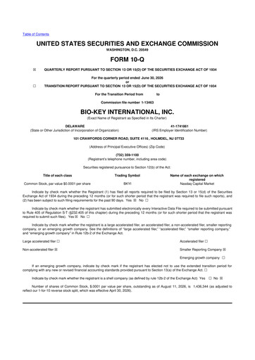 Thumbnail BIO-key International
 10-Q Quarterly Report FY2026 