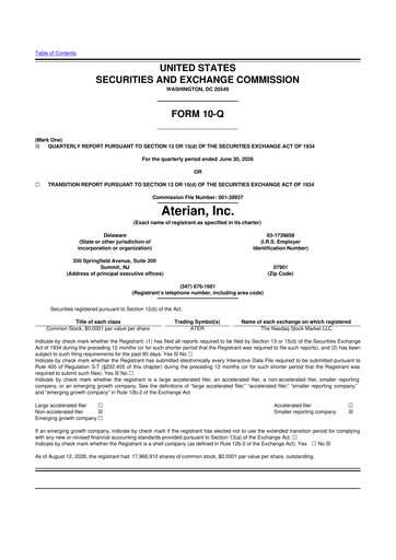 Thumbnail Aterian 10-Q Quarterly Report FY2026 