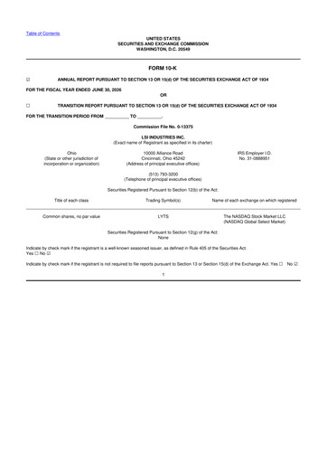 Thumbnail LSI Industries 10-K Annual Report 2026