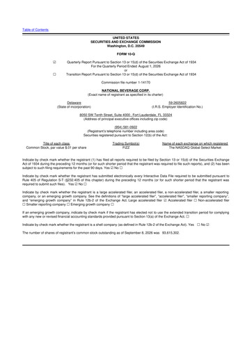 Thumbnail National Beverage
 10-Q Quarterly Report FY2027 