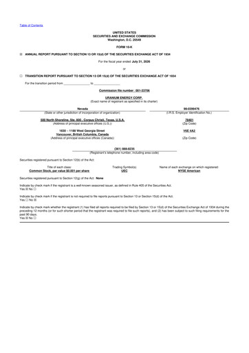 Thumbnail Uranium Energy
 10-K Annual Report 2026