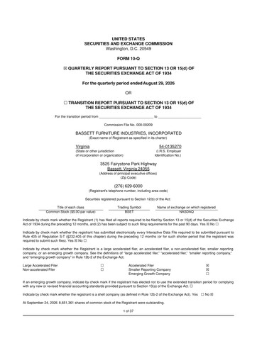 Thumbnail Bassett Furniture 10-Q Quarterly Report FY2026 Q3