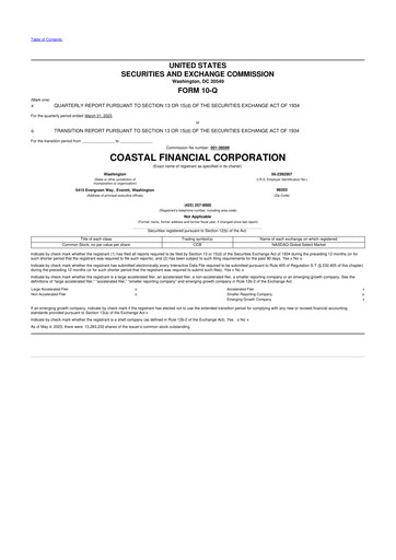 Thumbnail Coastal Financial Corporation 10-Q Quarterly Report FY2023 