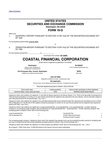 Thumbnail Coastal Financial Corporation 10-Q Quarterly Report FY2024 
