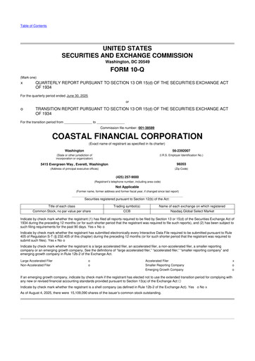 Thumbnail Coastal Financial Corporation 10-Q Quarterly Report FY2025 