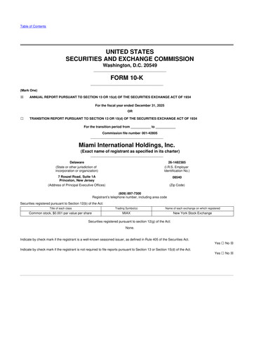 Thumbnail MIAX (Miami International Holdings) 10-K Annual Report 2025