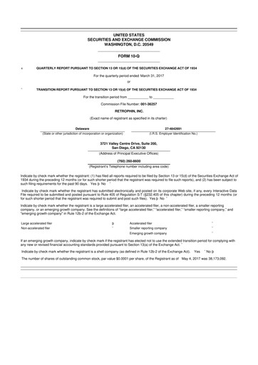 Thumbnail Travere Therapeutics 10-Q Quarterly Report FY2017 