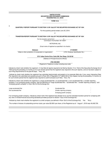 Thumbnail Travere Therapeutics 10-Q Quarterly Report FY2018 
