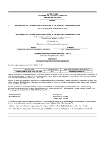 Thumbnail Travere Therapeutics 10-Q Quarterly Report FY2019 