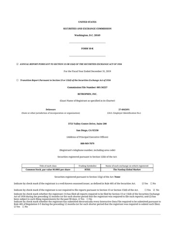 Thumbnail Travere Therapeutics 10-K Annual Report 2019