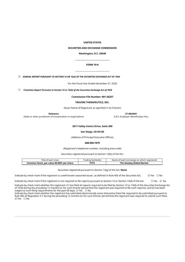 Thumbnail Travere Therapeutics 10-K Annual Report 2020