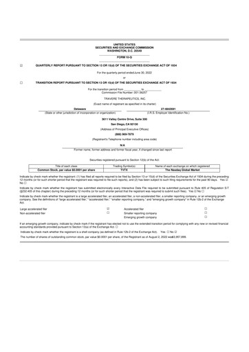 Thumbnail Travere Therapeutics 10-Q Quarterly Report FY2022 