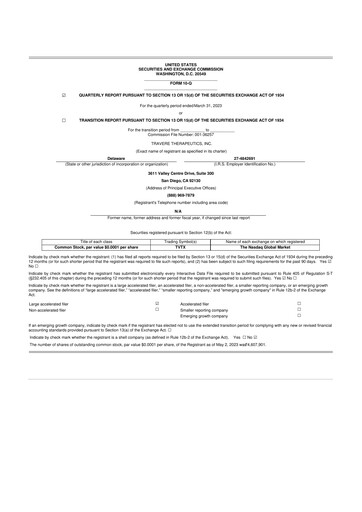Thumbnail Travere Therapeutics 10-Q Quarterly Report FY2023 