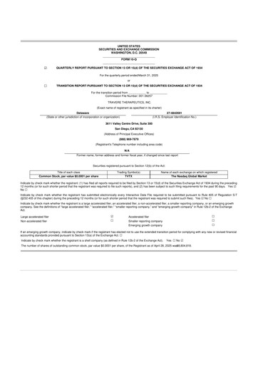 Thumbnail Travere Therapeutics 10-Q Quarterly Report FY2025 