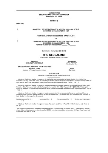 Thumbnail MRC Global
 10-Q Quarterly Report FY2014 