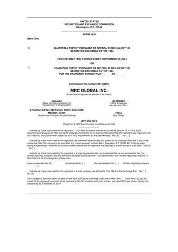 Thumbnail MRC Global
 10-Q Quarterly Report FY2014 