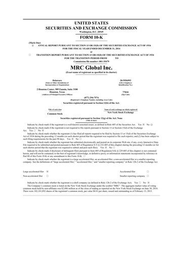 Thumbnail MRC Global
 10-K Annual Report 2014