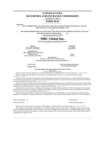 Thumbnail MRC Global
 10-K Annual Report 2016
