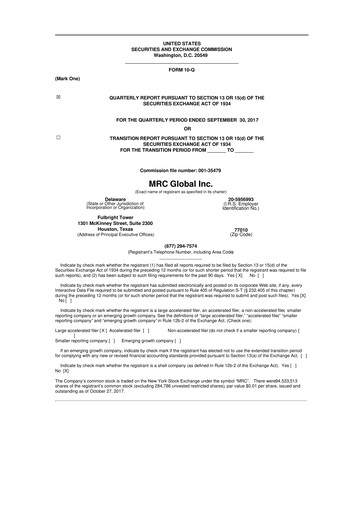 Thumbnail MRC Global
 10-Q Quarterly Report FY2017 