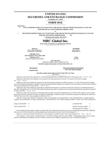 Thumbnail MRC Global
 10-K Annual Report 2018