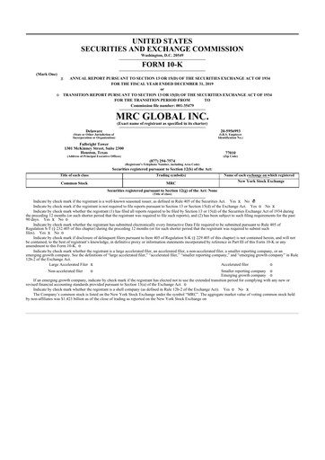 Thumbnail MRC Global
 10-K Annual Report 2019
