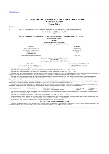 Thumbnail Agios Pharmaceuticals
 10-K Annual Report 2017