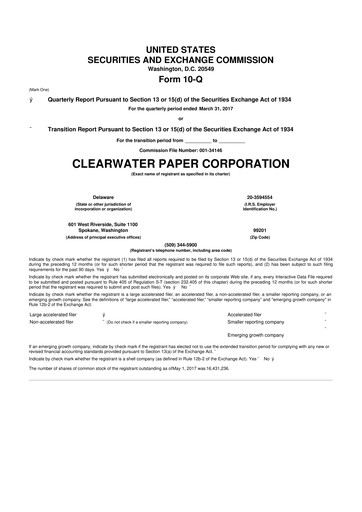 Thumbnail Clearwater Paper 10-Q Quarterly Report FY2017 