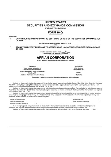 Thumbnail Appian 10-Q Quarterly Report FY2019 