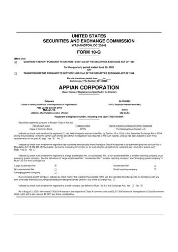 Thumbnail Appian 10-Q Quarterly Report FY2020 