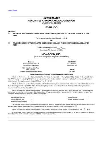 Miniature MongoDB 10-Q Rapport trimestriel 2019 