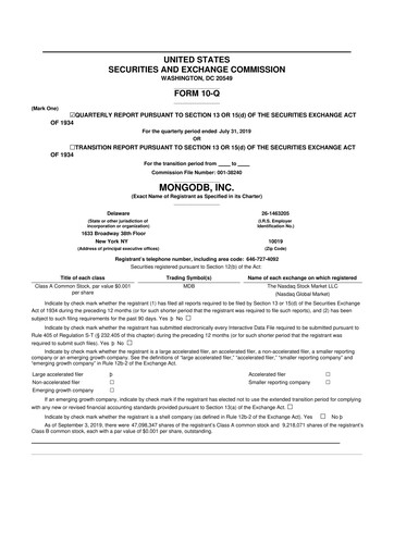 Miniature MongoDB 10-Q Rapport trimestriel 2020 