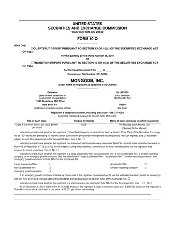 Miniature MongoDB 10-Q Rapport trimestriel 2020 