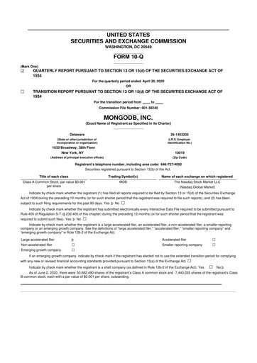 Miniature MongoDB 10-Q Rapport trimestriel 2021 