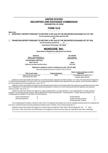 Miniature MongoDB 10-Q Rapport trimestriel 2022 