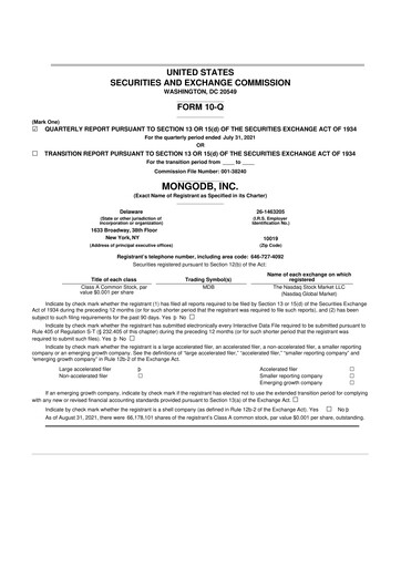 Miniature MongoDB 10-Q Rapport trimestriel 2022 