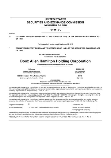 Thumbnail Booz Allen Hamilton
 10-Q Quarterly Report FY2018 