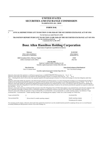 Thumbnail Booz Allen Hamilton
 10-K Annual Report 2018