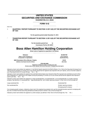 Thumbnail Booz Allen Hamilton
 10-Q Quarterly Report FY2019 