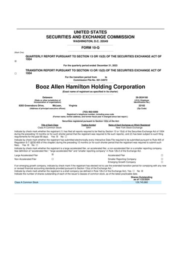 Thumbnail Booz Allen Hamilton
 10-Q Quarterly Report FY2024 
