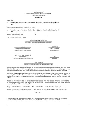 Thumbnail LXP Industrial Trust 10-Q Quarterly Report FY 