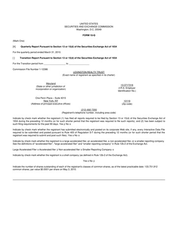 Thumbnail LXP Industrial Trust 10-Q Quarterly Report FY 
