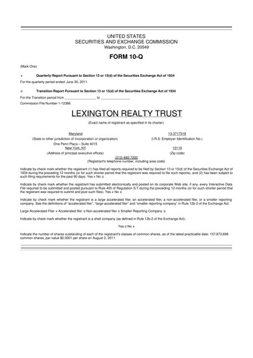 Thumbnail LXP Industrial Trust 10-Q Quarterly Report FY2011 