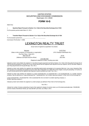 Thumbnail LXP Industrial Trust 10-Q Quarterly Report FY2012 