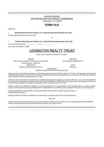 Thumbnail LXP Industrial Trust 10-Q Quarterly Report FY2012 