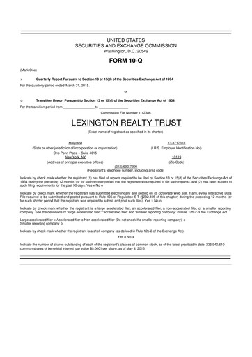 Thumbnail LXP Industrial Trust 10-Q Quarterly Report FY2015 