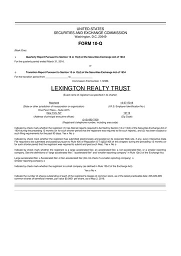 Thumbnail LXP Industrial Trust 10-Q Quarterly Report FY2016 